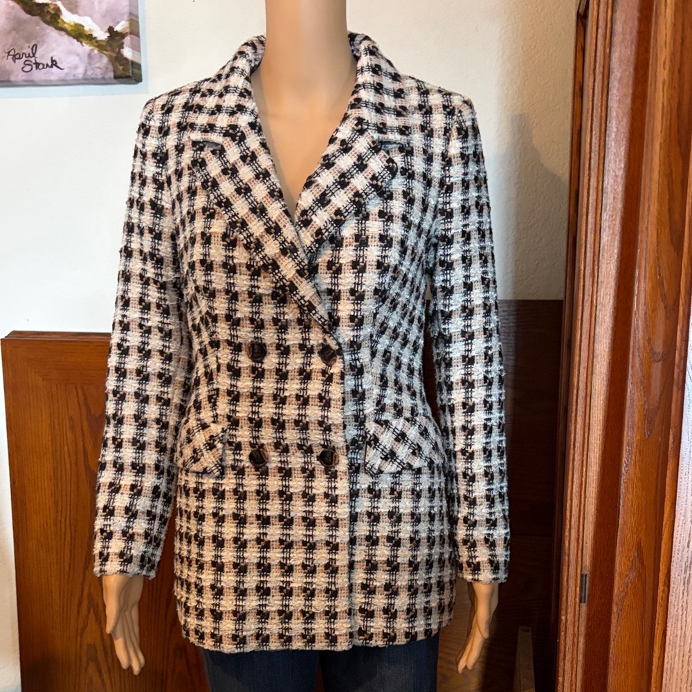 GAALA Paris Chic Black and White Checkered Blazer
